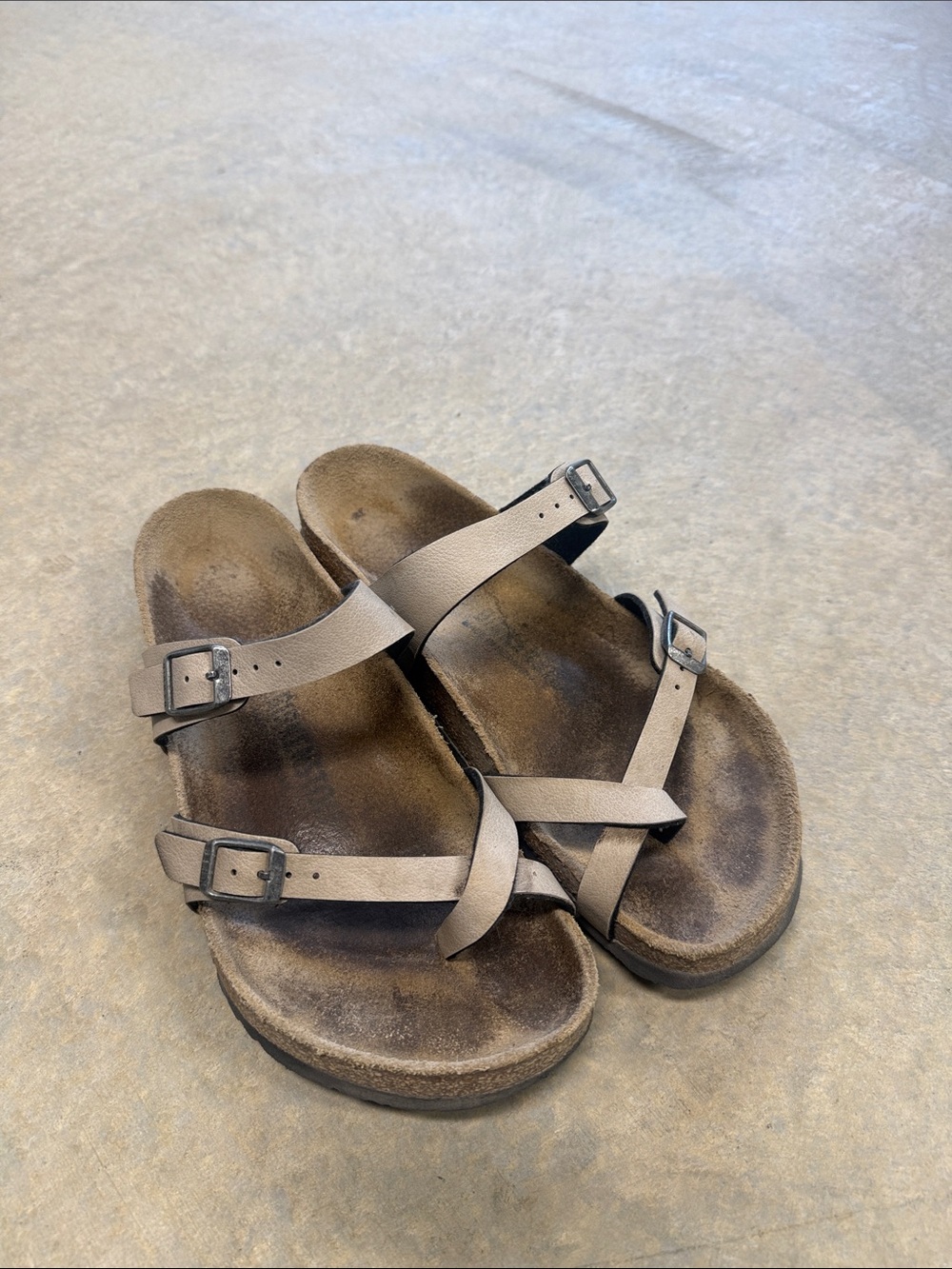 Birkenstock Women's Taupe Strappy Buckle Sandals